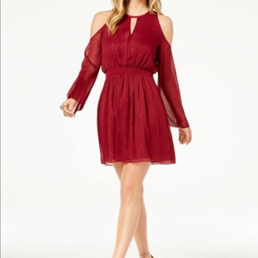 Rachel Zoe Red Cold-Shoulder Mini Dress